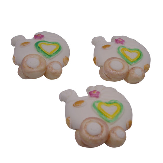 Set of 3 chunky baby prams cupcake toppers shown on a white background