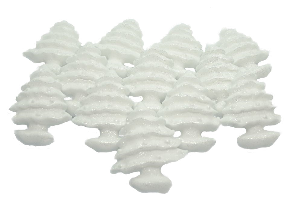 White Glittered Trees Frozen Vegan Cupcake Cake Toppers