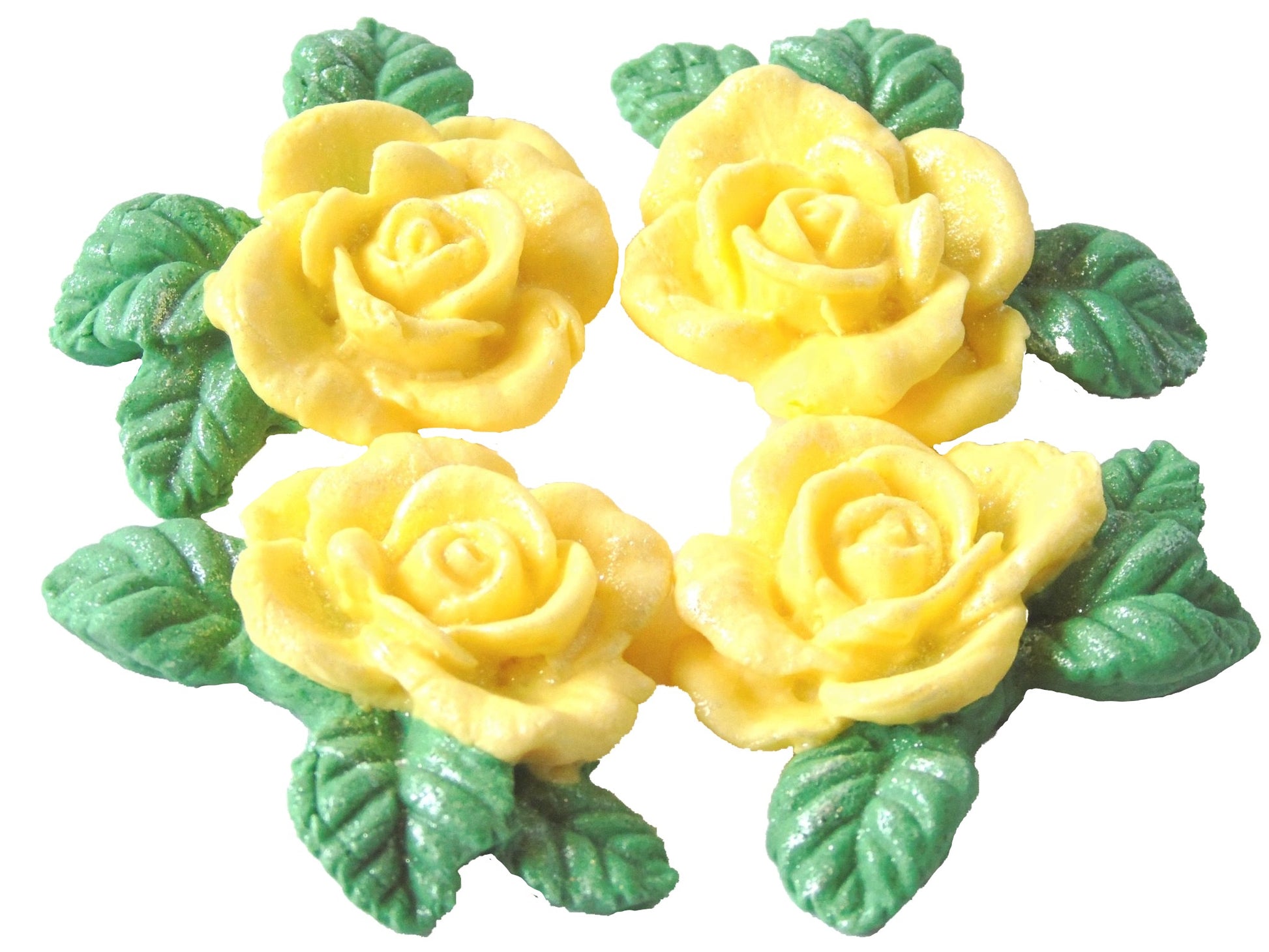 4 Vegan Glittered Yellow Rose Garland Wedding Birthday Cake Decorations