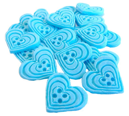 18 Edible Blue Coloured heart Shaped Buttons Vegan Cupcake Toppers