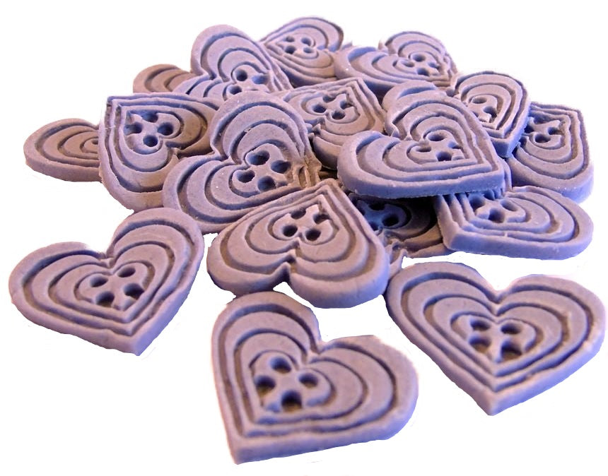 18 Edible Purple Coloured heart Shaped Buttons Vegan Cupcake Toppers