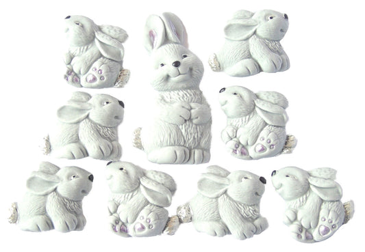 Easter or  Baby Shower Vegan Edible Cake Toppers Set 1 Mother Rabbit 8 Baby Rabbits