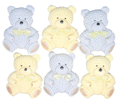 6 Coloured Baby Teddys Baby Shower Cupcake Cake Toppers