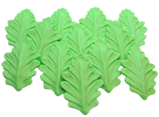 12 Pressed Green Leaves for flowers Vegan Cupcake Toppers