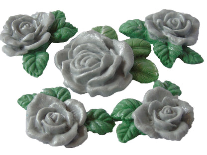 4 Glittered Rose Garland with A Large Centre Rose Cake Topper