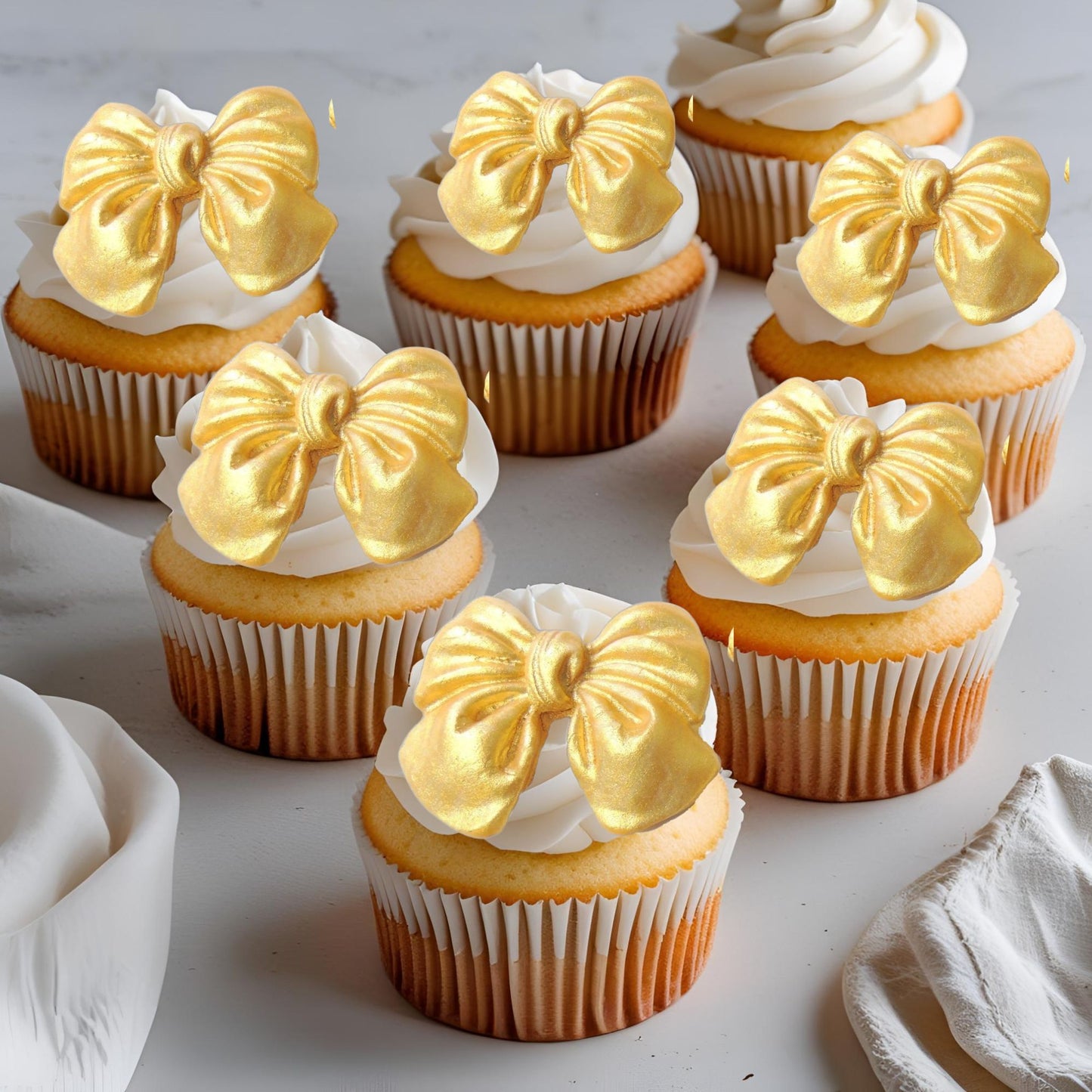 Glittered Large Bows Edible Cupcake Toppers Cake Decoration