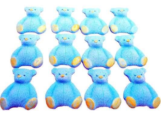 12 Vegan Coloured Teddy Bear Sugar Paste Teddies Edible Cupcake Cake Decorations