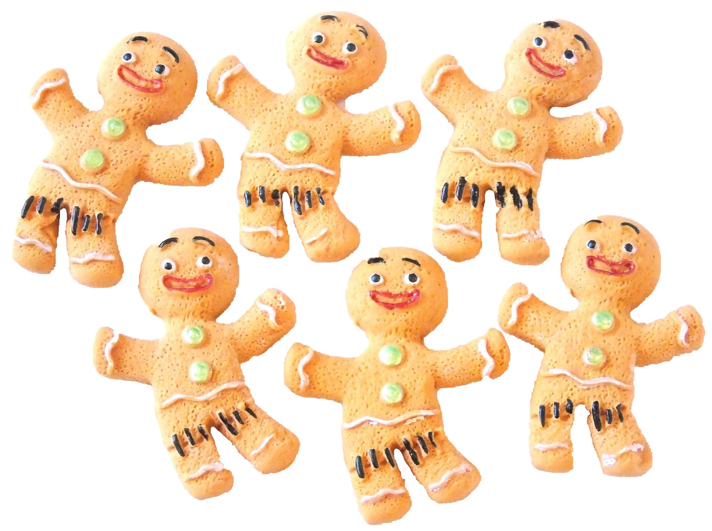 Set of 6 Gingerbread Men Edible Vegan Cupcake Cake Toppers