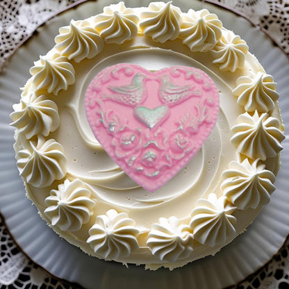 Valentines Glittered Hearts with Doves Vegan Cupcake Toppers