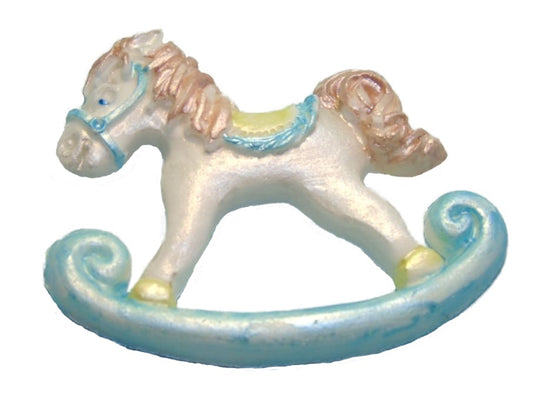 Blue Rocking Horse Edible Birthday Vegan Cake Topper Decorations