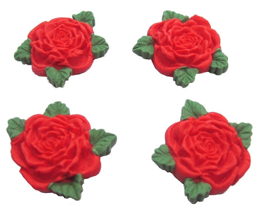 4 Roses Coloured Sugar Paste Anniversary Birthday Edible Cake Toppers