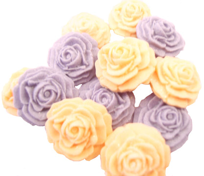 12 Vegan Small Glittered Coloured Edible Roses Wedding Birthday Edible Cupcake Toppers