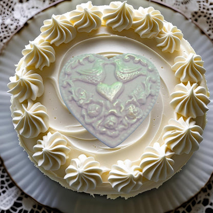 Valentines Glittered Hearts with Doves Vegan Cupcake Toppers