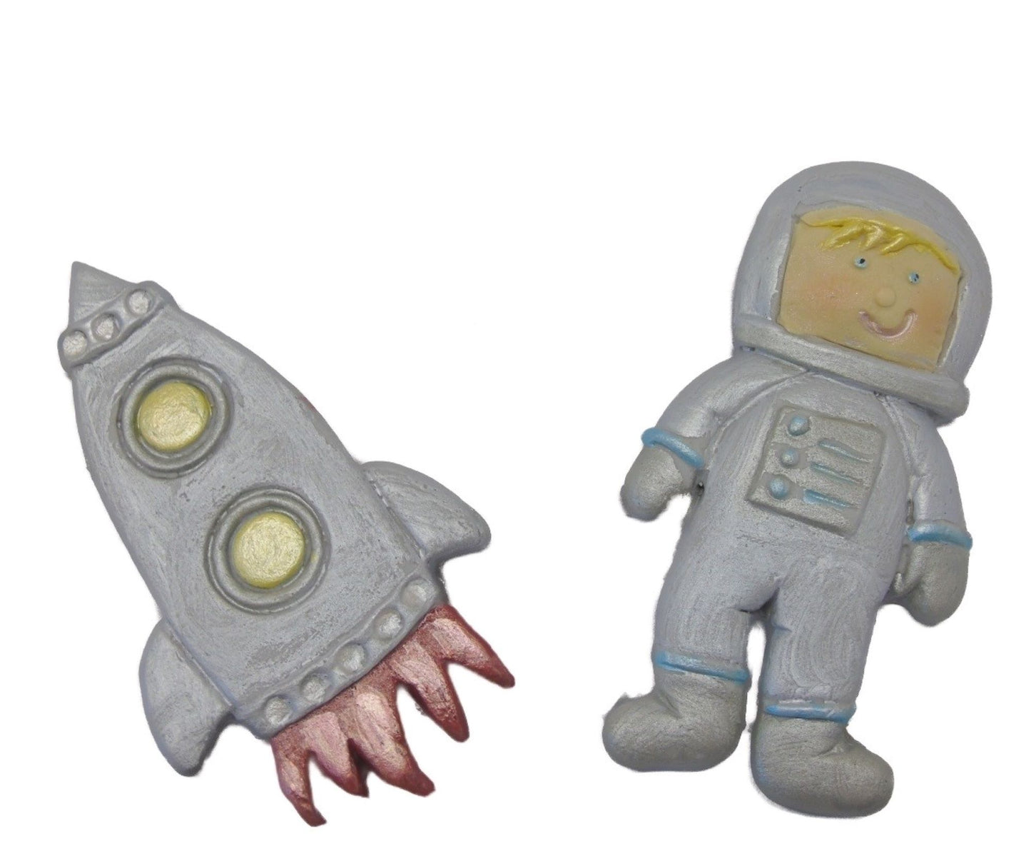 Large Spaceman Rocket Set Fun Birthday Vegan Cake Toppers