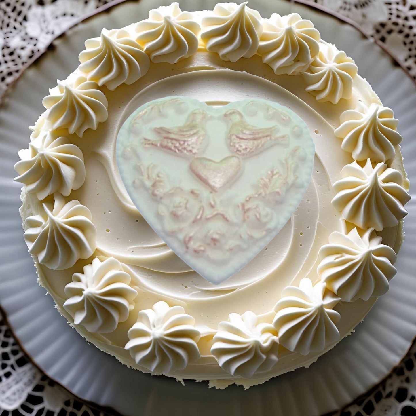 Valentines Glittered Hearts with Doves Vegan Cupcake Toppers