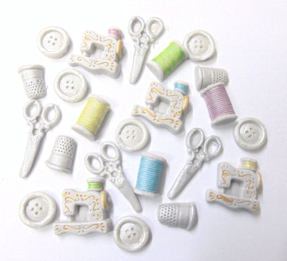 Set 24 handmade vegan sewing kit cupcake topper cake decorations