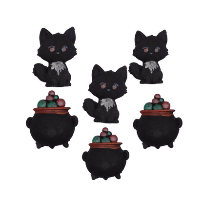 Mix 12 Halloween Trick Treat Edible Cupcake Cake Toppers Cat & Cauldron