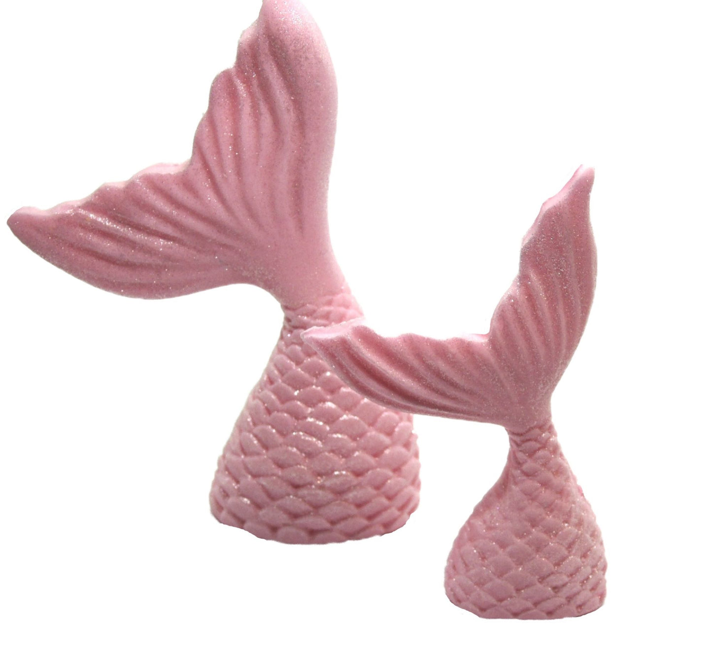2 Pink Edible Mermaids tails a Large and Small Cake cupcake toppers