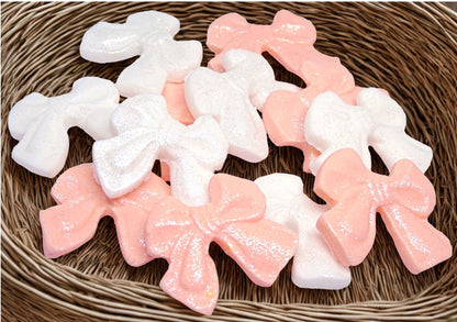 12 Mixed Coloured Glittered Bows Vegan Edible Cupcake Toppers