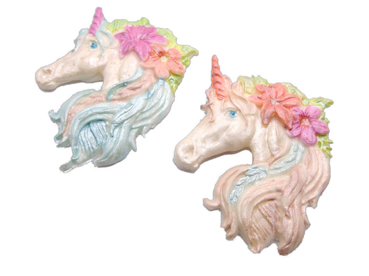 Set of 2 Unicorns Hand-Painted Vegan unique Cupcake Decoration