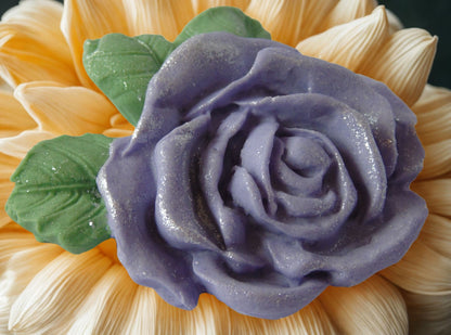 An Extra Large Single Coloured Glittered Rose Cake Topper